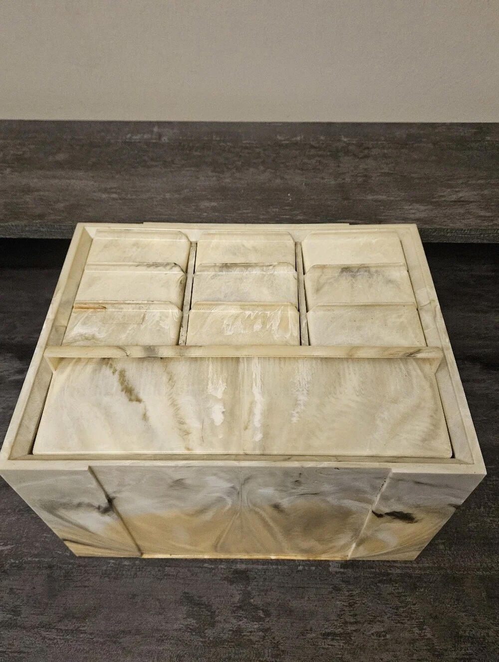 Vintage AKRO-MILS Cabinets Marble-Pattern Desktop Storage Organizer - 10 Drawers